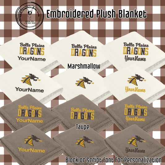 BP- Dragons Embroidery Plush Blanket