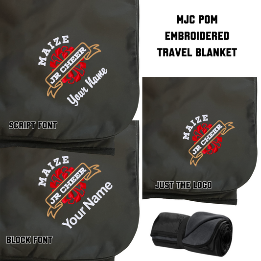 MJC- Maize Jr Cheer Pom Embroidered Travel Blanket, Personalization Options