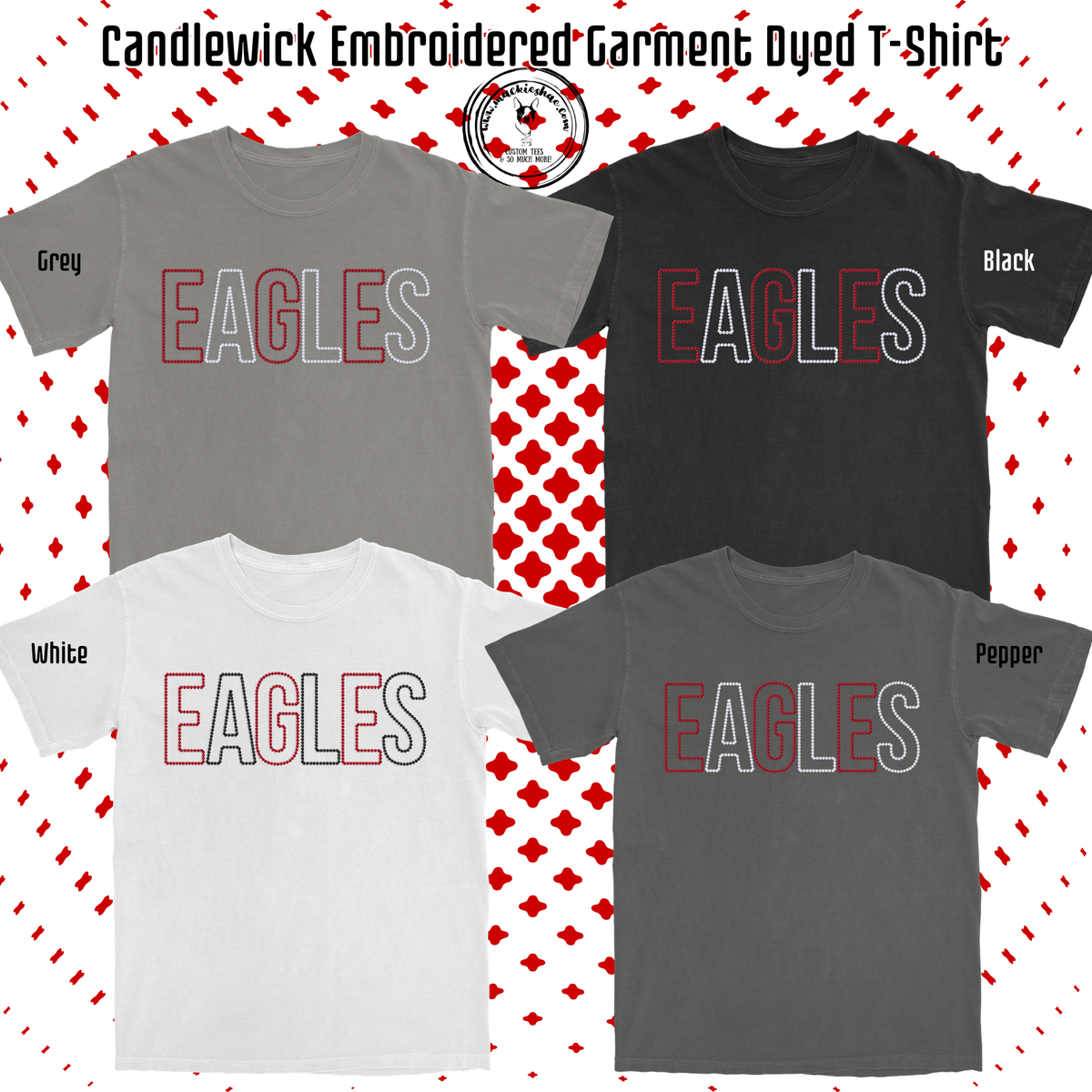 MIS- Eagles Candlewick Embroidered Comfort Colors Garment Dyed Tee