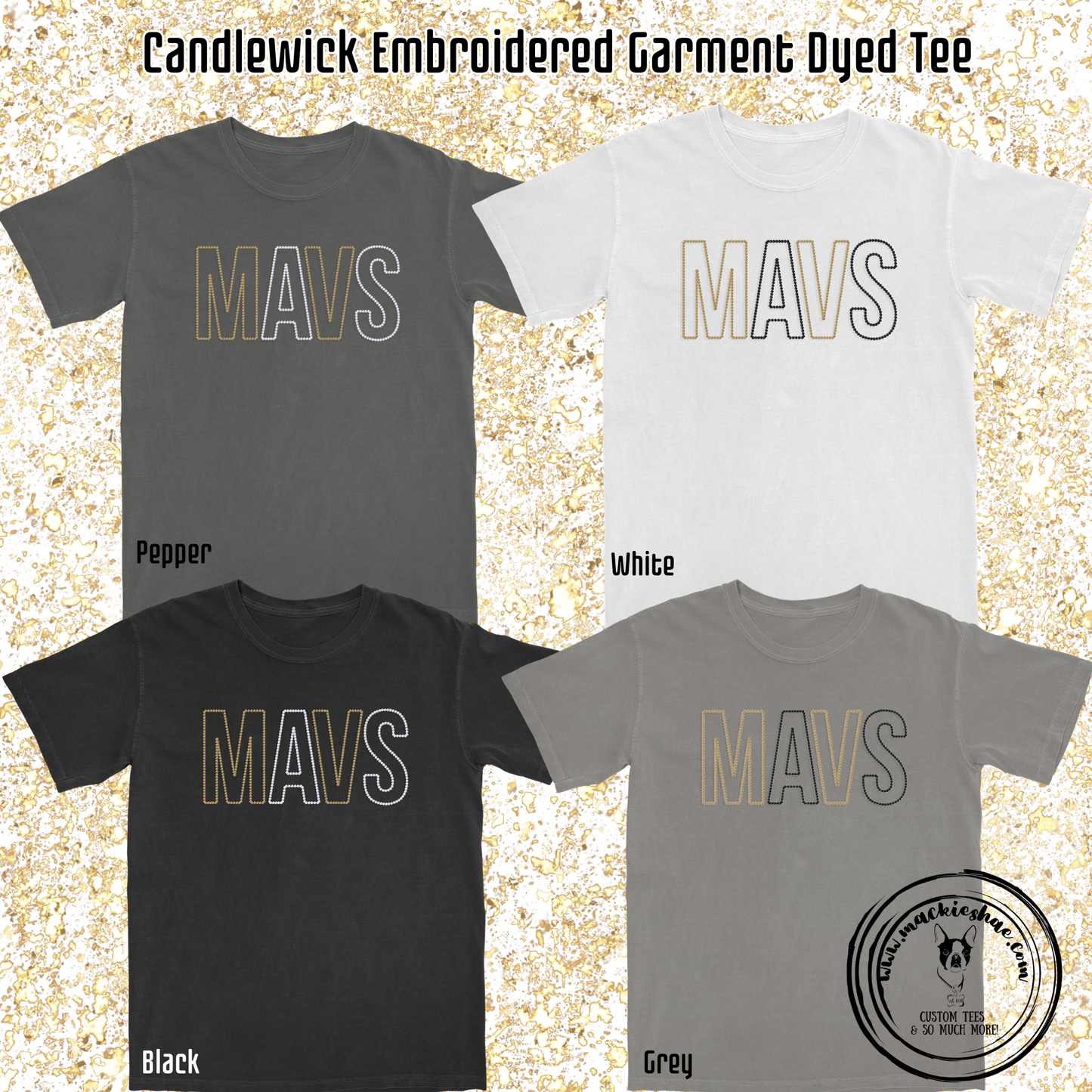 Mavs- Mavs Candlewick Embroidered Comfort Colors Garment Dyed Tee