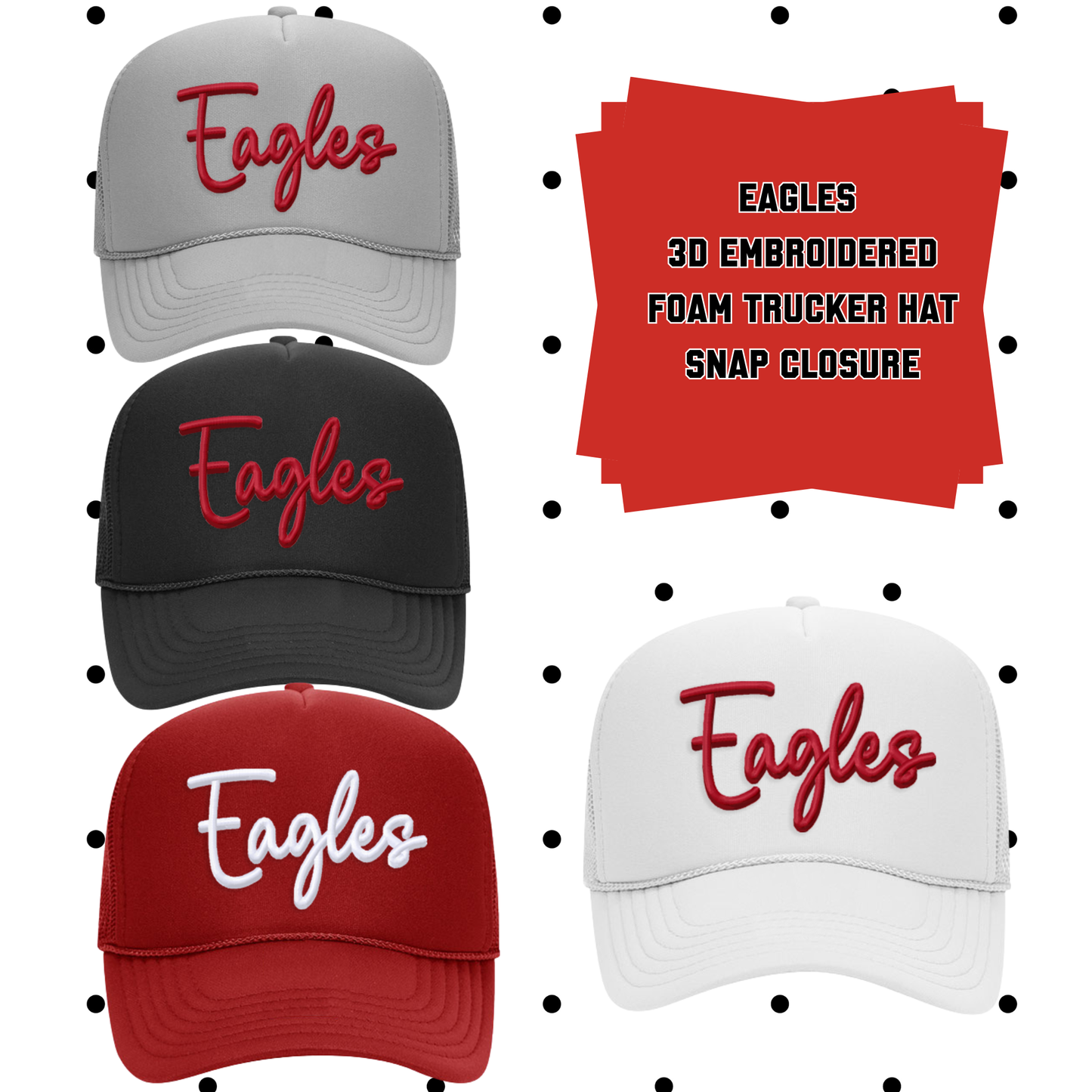MIS- Eagles Foam Trucker 3D Embroidered Hat