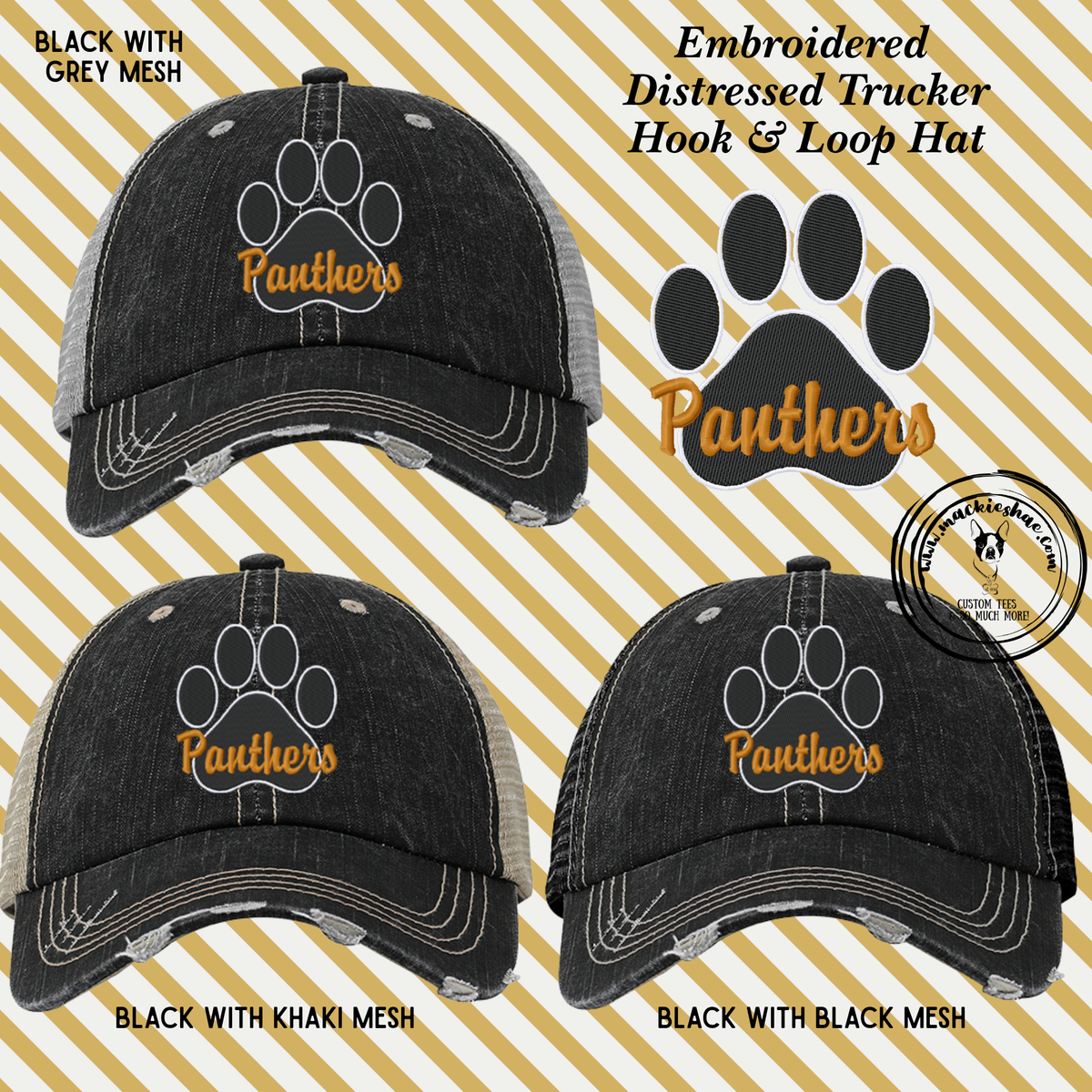 OK- Panthers Paw Embroidered Distressed Trucker Hat