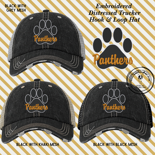 OK- Panthers Paw Embroidered Distressed Trucker Hat