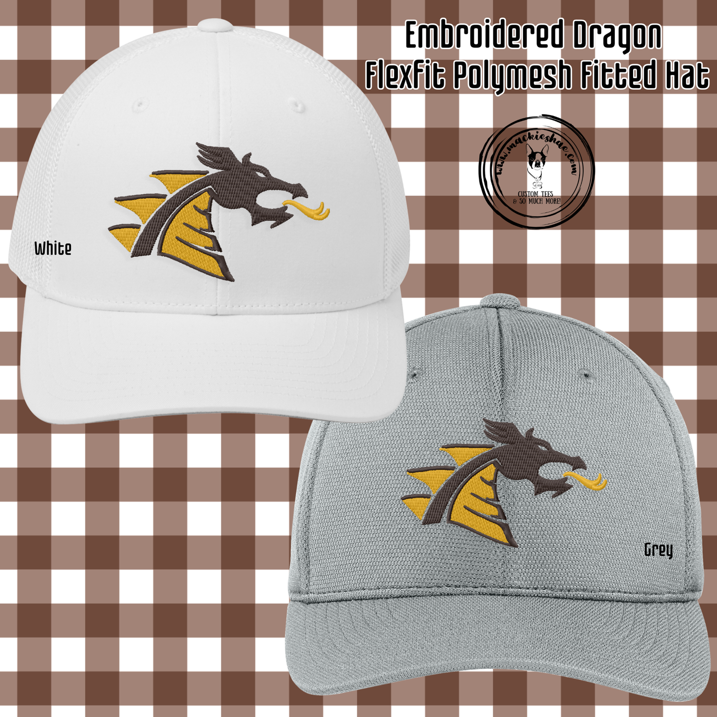 BP- Dragon Embroidery Flexfit Polymesh FITTED Hat