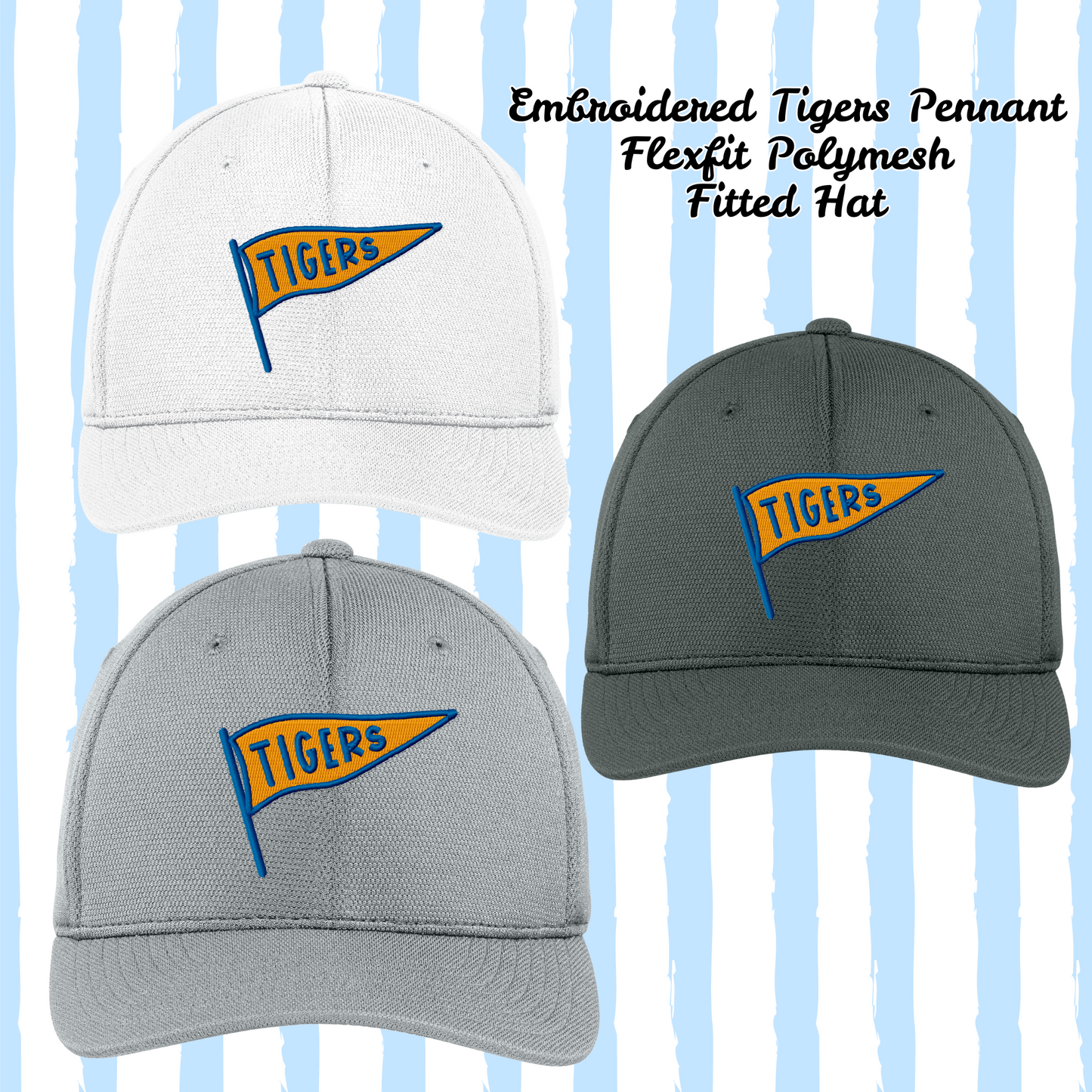 Peterson Elementary Tiger Pennant Embroidered Flexfit Fitted Hat
