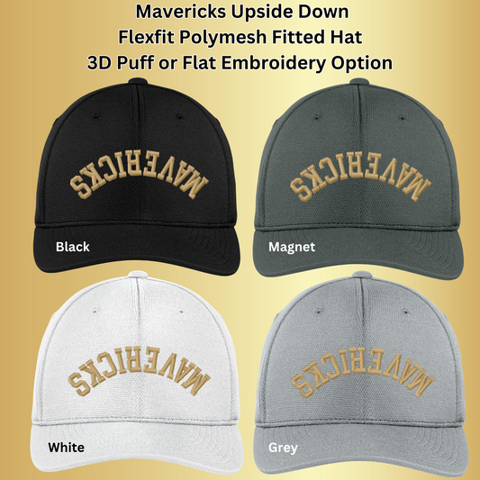 Mavs- Mavericks Upside Down Flexfit Polymesh FITTED Hat, 2 Sizes, 4 Colors