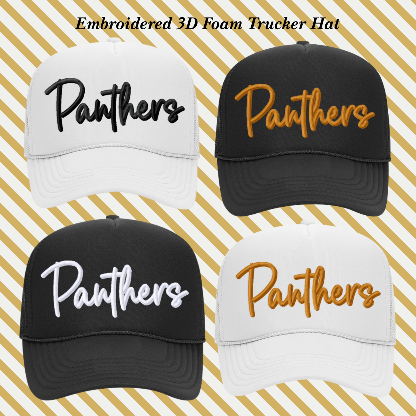 OK- Panthers Embroidered Foam Trucker Snap Back Hat with 3D Design