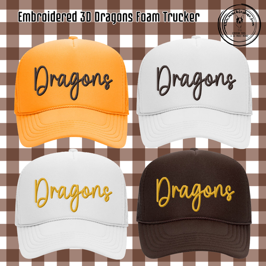 BP- Dragon Embroidery Foam Trucker Snap Back Hat with 3D Design