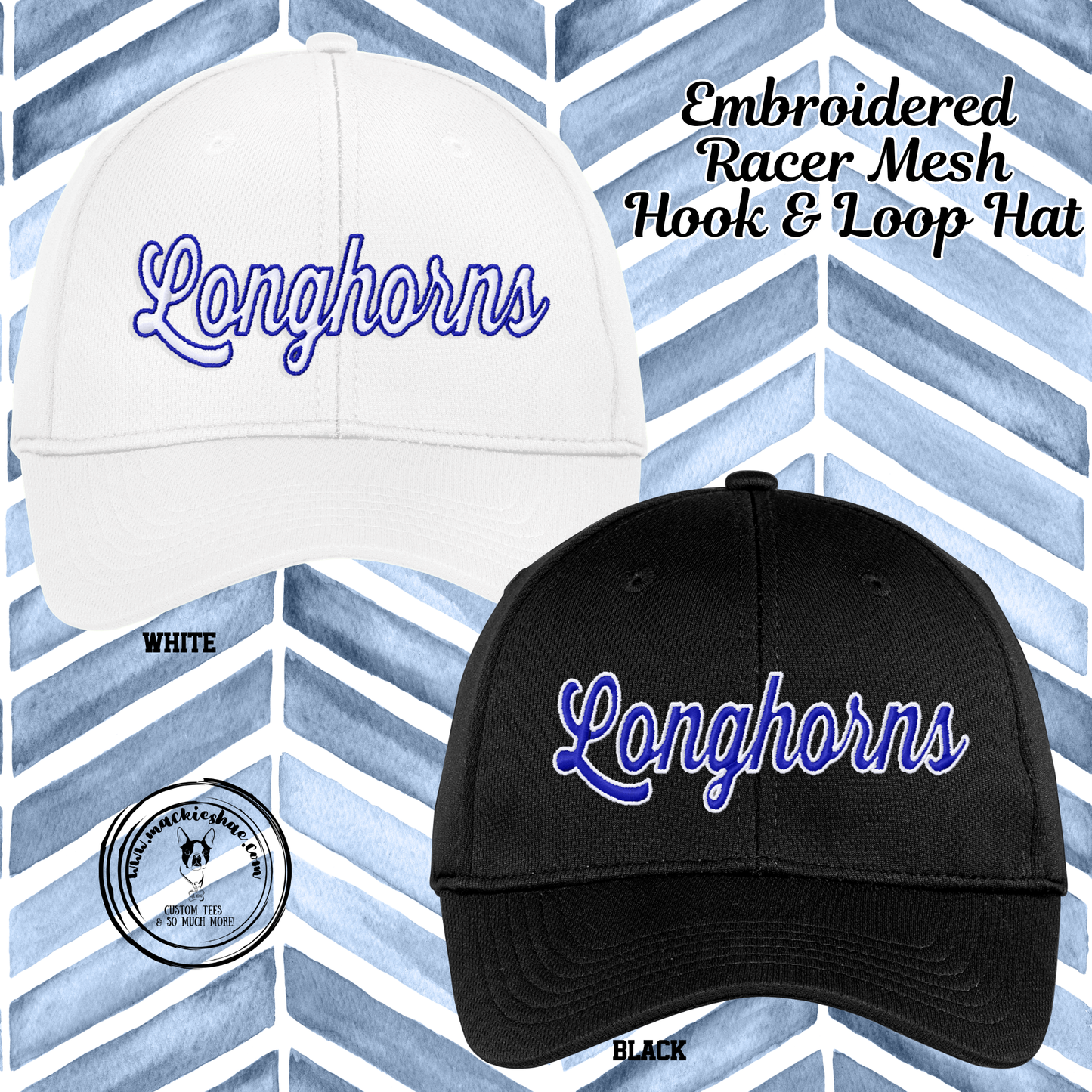 Chisholm Trail- Longhorns Embroidered Racer Mesh Hook & Loop Hat