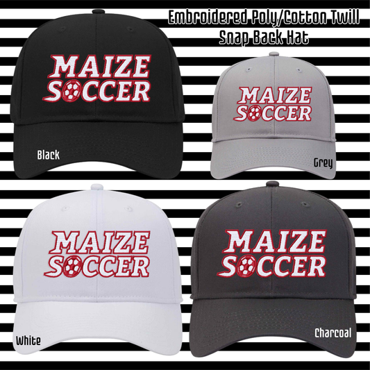 MHS Soccer- Maize Soccer Embroidered Poly/Cotton Twill Hat (structured, mid-profile) with Snap Closure