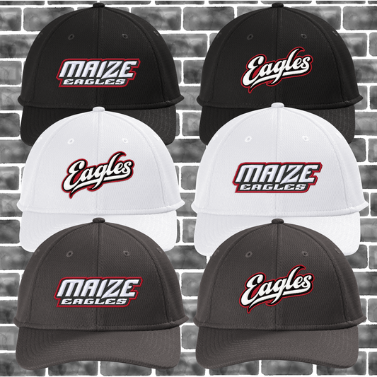 MIS- Maize Eagles or Eagles Script Logo Hat, Polyester Vertical Faux Mesh-Like Fabric Hat (structured, mid-profile) Hook and Loop Closure