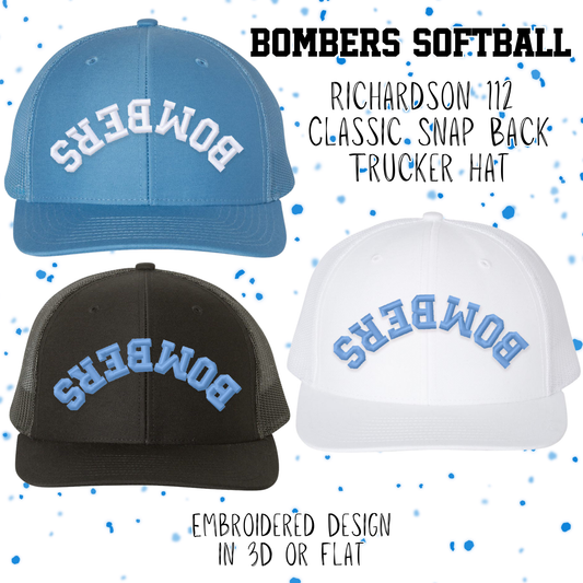 Upside Down Bombers Softball Richardson 112 Hat (3D or Flat Embroidery)