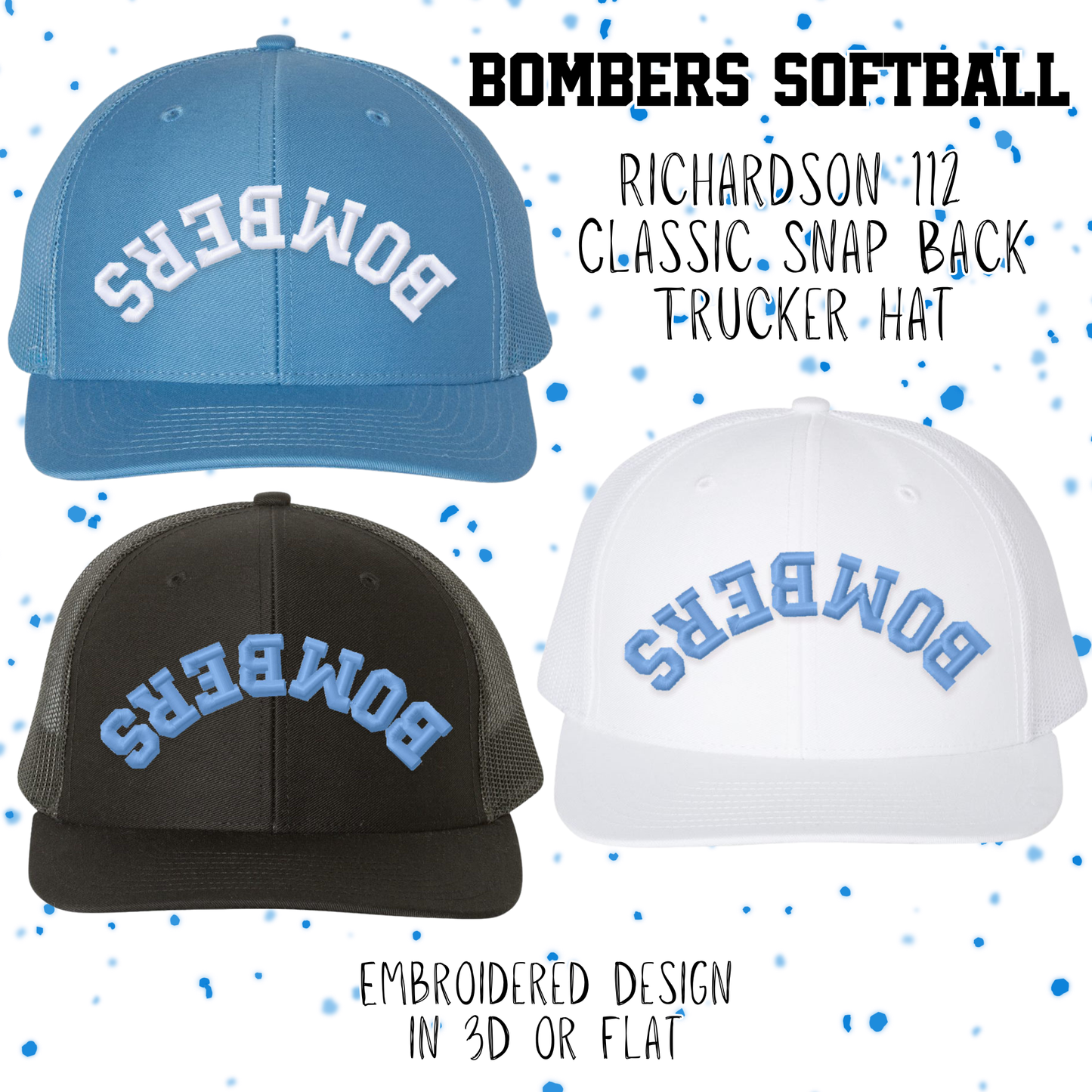 Upside Down Bombers Softball Richardson 112 Hat (3D or Flat Embroidery)