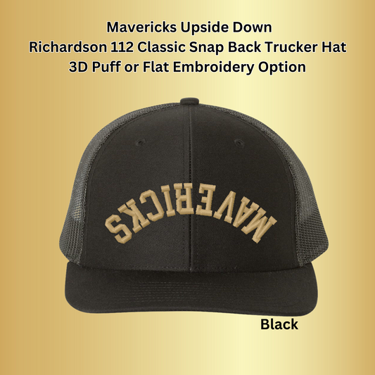 Mavs- Mavericks Upside Down Black Richardson 112 Classic Structured Snapback Trucker Hat