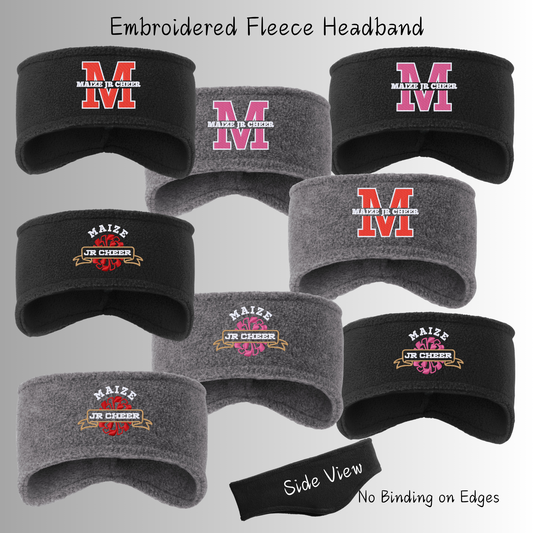 MJC- Maize Jr Cheer Logo Embroidered Fleece Headbands with No Binding