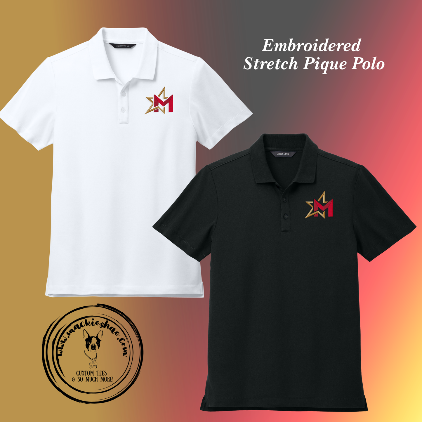 266- Maize M Star Logo Embroidered Streth Pique Polo