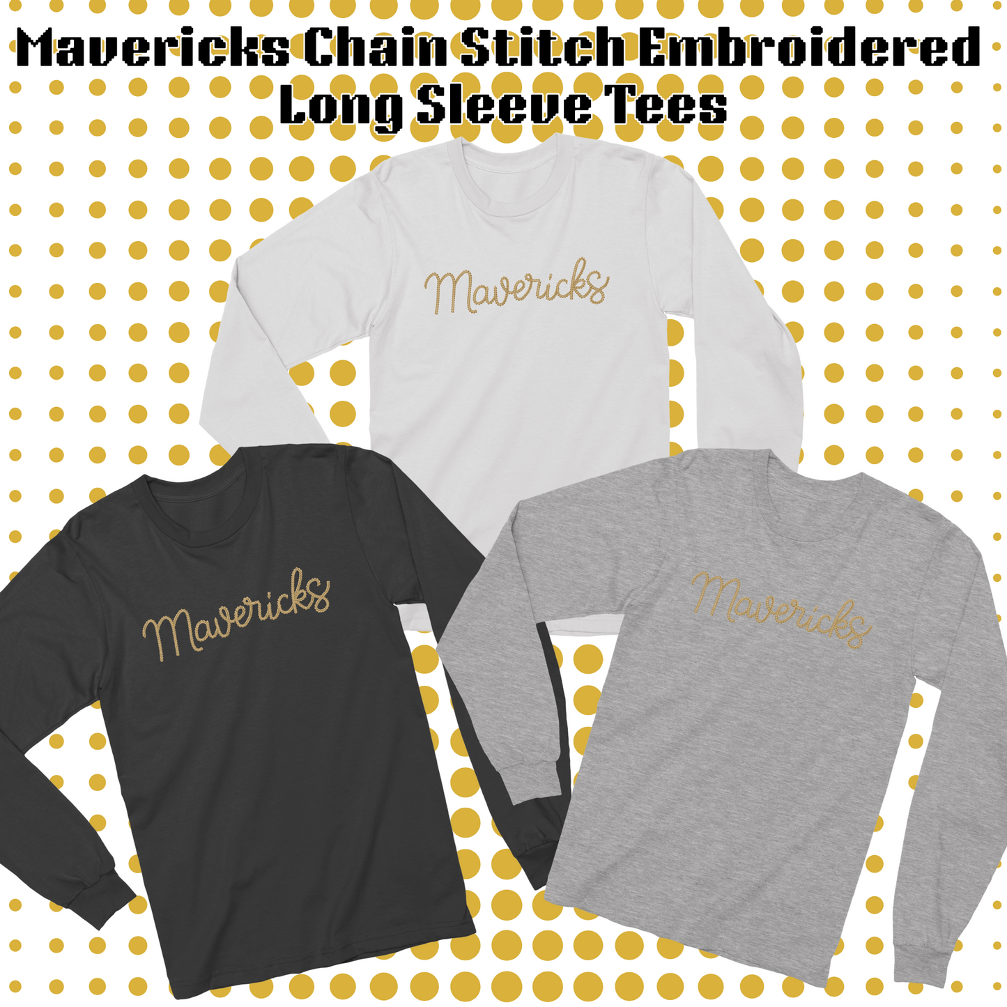 Mavs- Mavericks Chain Stitch Embroidery Long Sleeve Tee