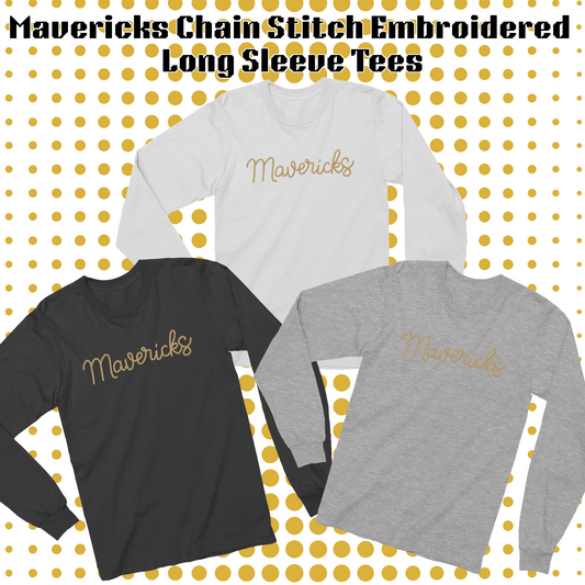 Mavs- Mavericks Chain Stitch Embroidery Long Sleeve Tee