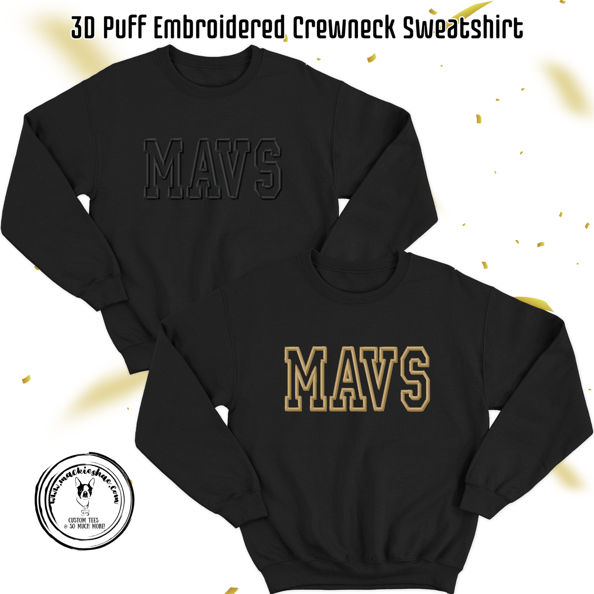 Mavs- MAVS 3D Puff Embroidered Crewneck Sweatshirt