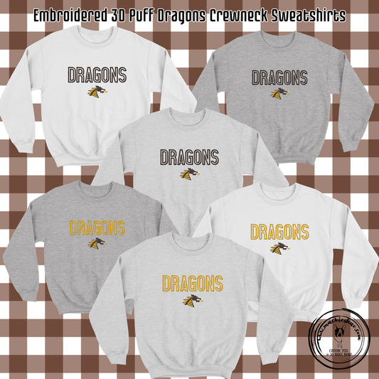 BP- Belle Plaine Dragons 3D Embroidery Crewneck Sweatshirt