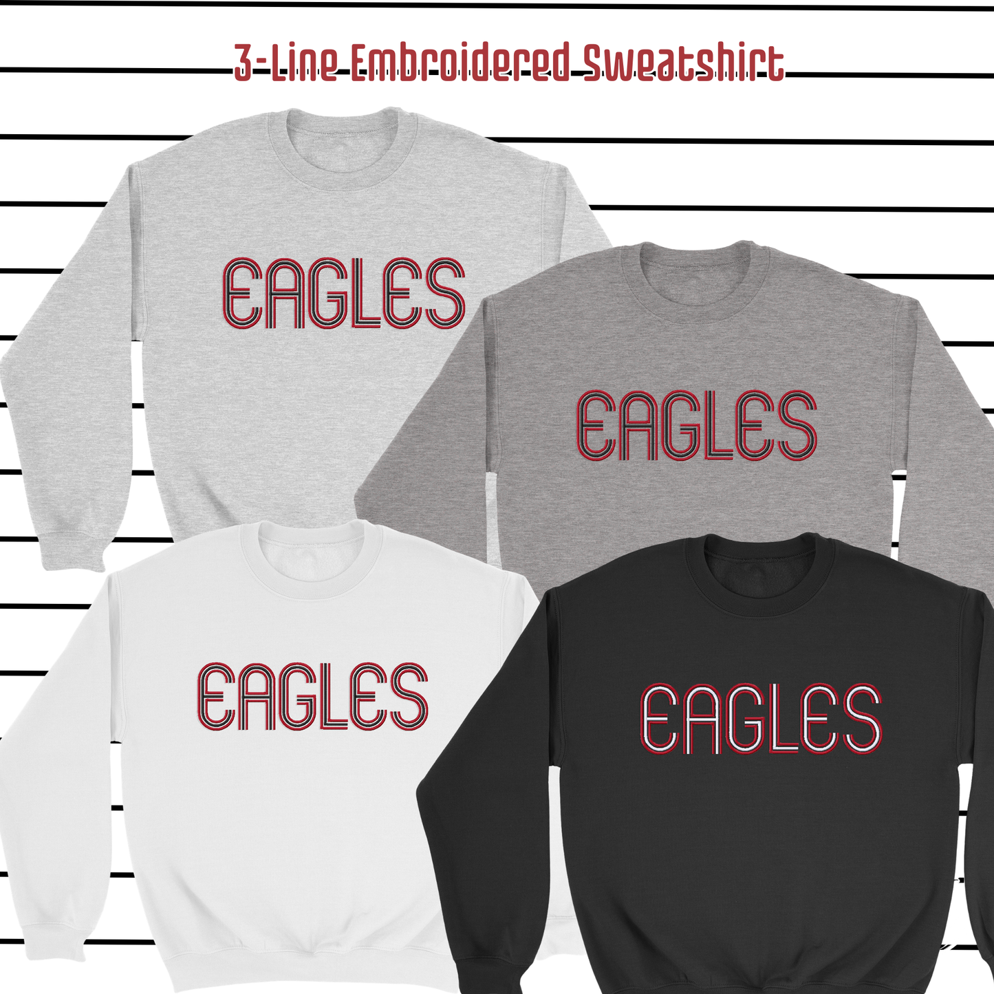 MIS- Eagles 3 Line Embroidered Blend Sweatshirt