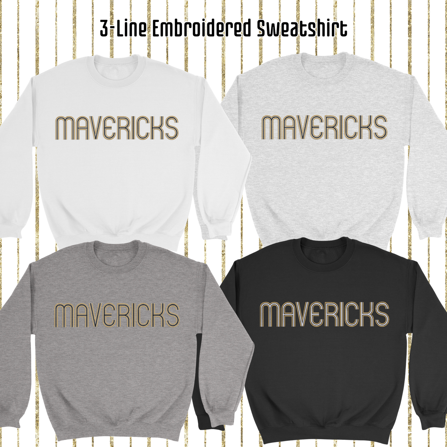 Mavs- Mavericks 3 Line Embroidered Blend Sweatshirt