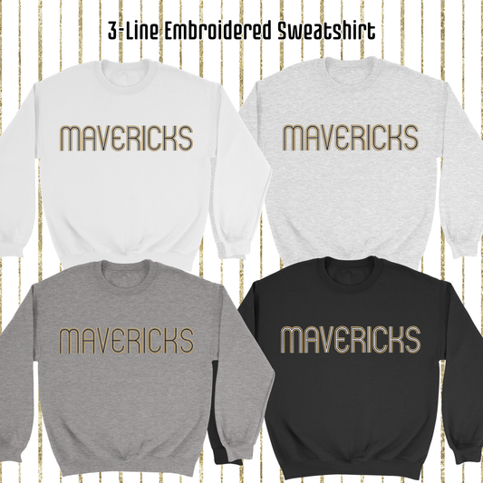 Mavs- Mavericks 3 Line Embroidered Blend Sweatshirt