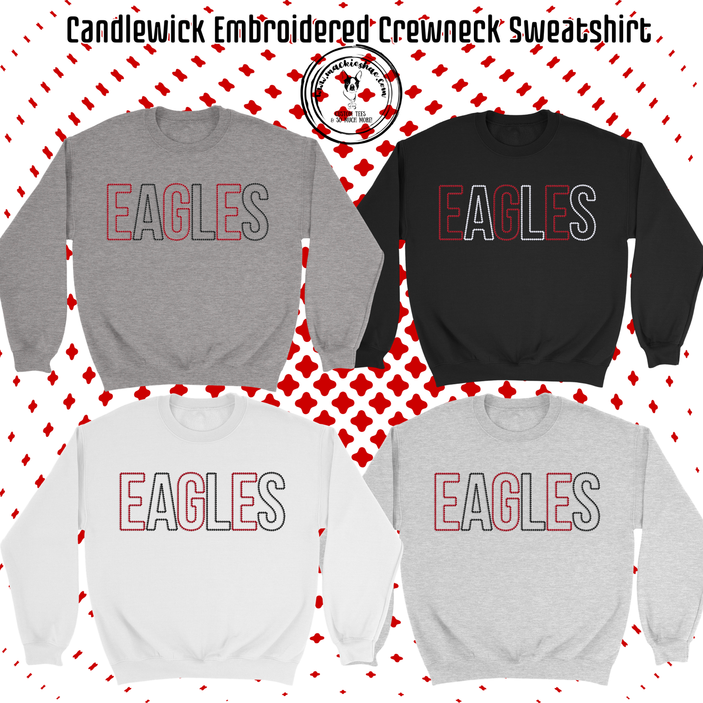 MIS- Eagles Candlewick Embroidered Blend Sweatshirt