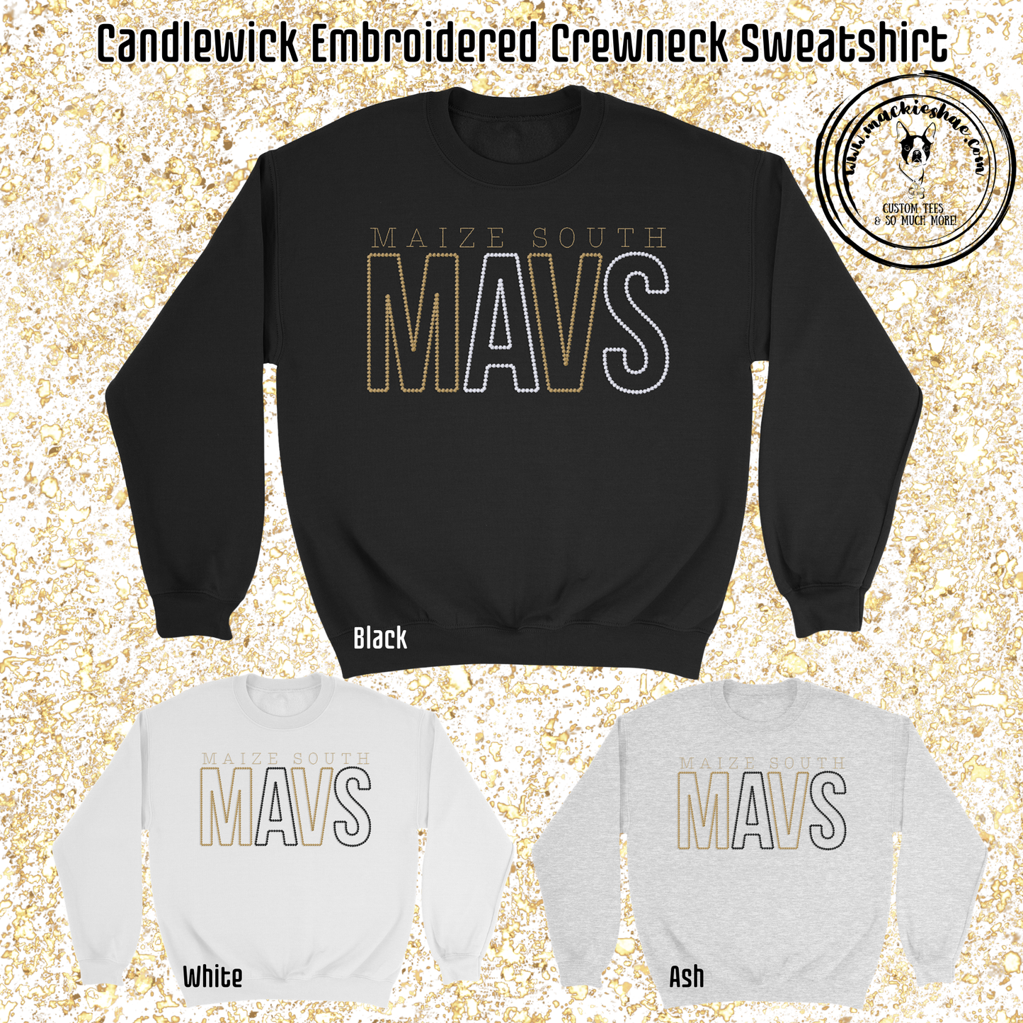 Mavs- Maize South Mavs Candlewick Embroidered Blend Sweatshirt