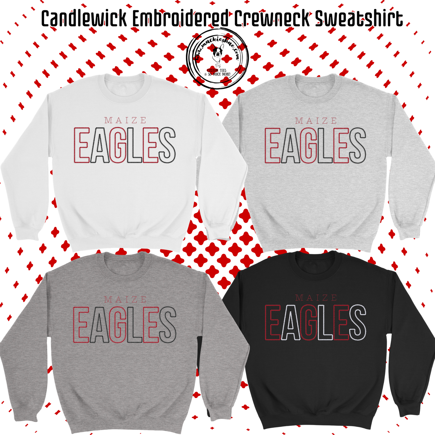 MIS- Maize Eagles Candlewick Embroidered Blend Sweatshirt