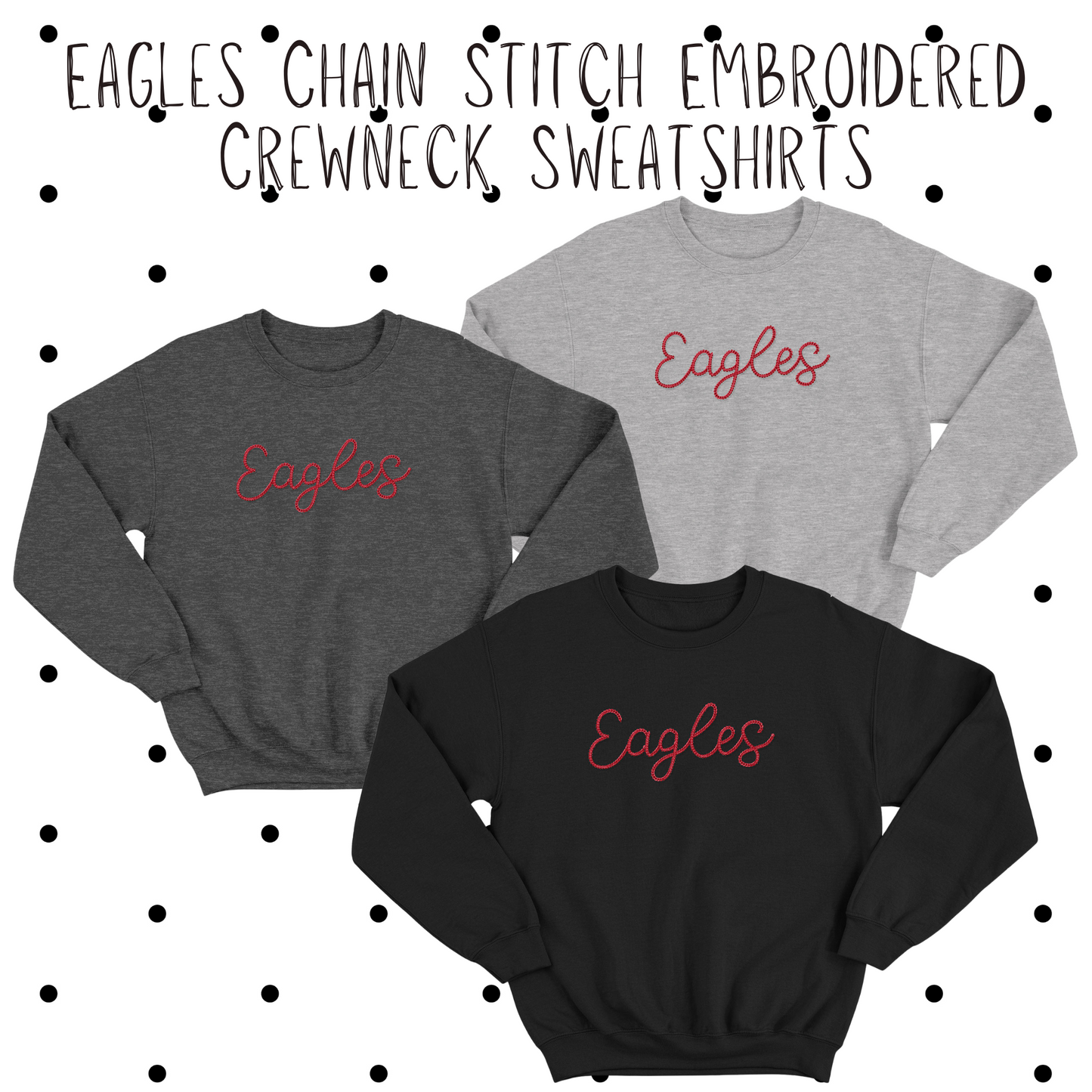 MIS- Eagles Chain Stitch Embroidery Blend Crewneck Sweatshirt