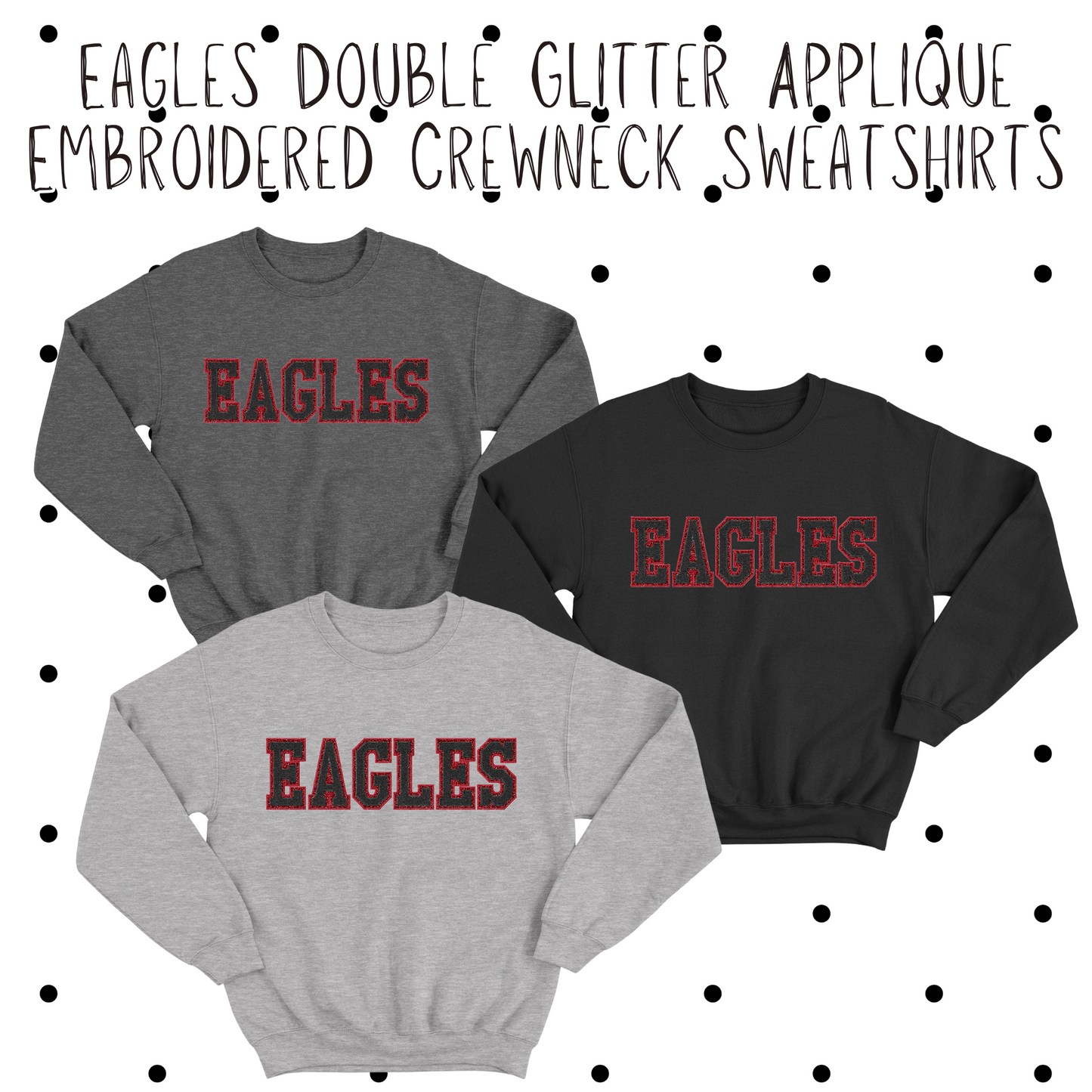 MMS- Eagles Double Glitter Applique Embroidered Sweatshirt
