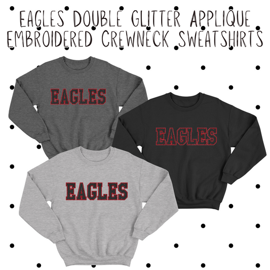 MMS- Eagles Double Glitter Applique Embroidered Sweatshirt
