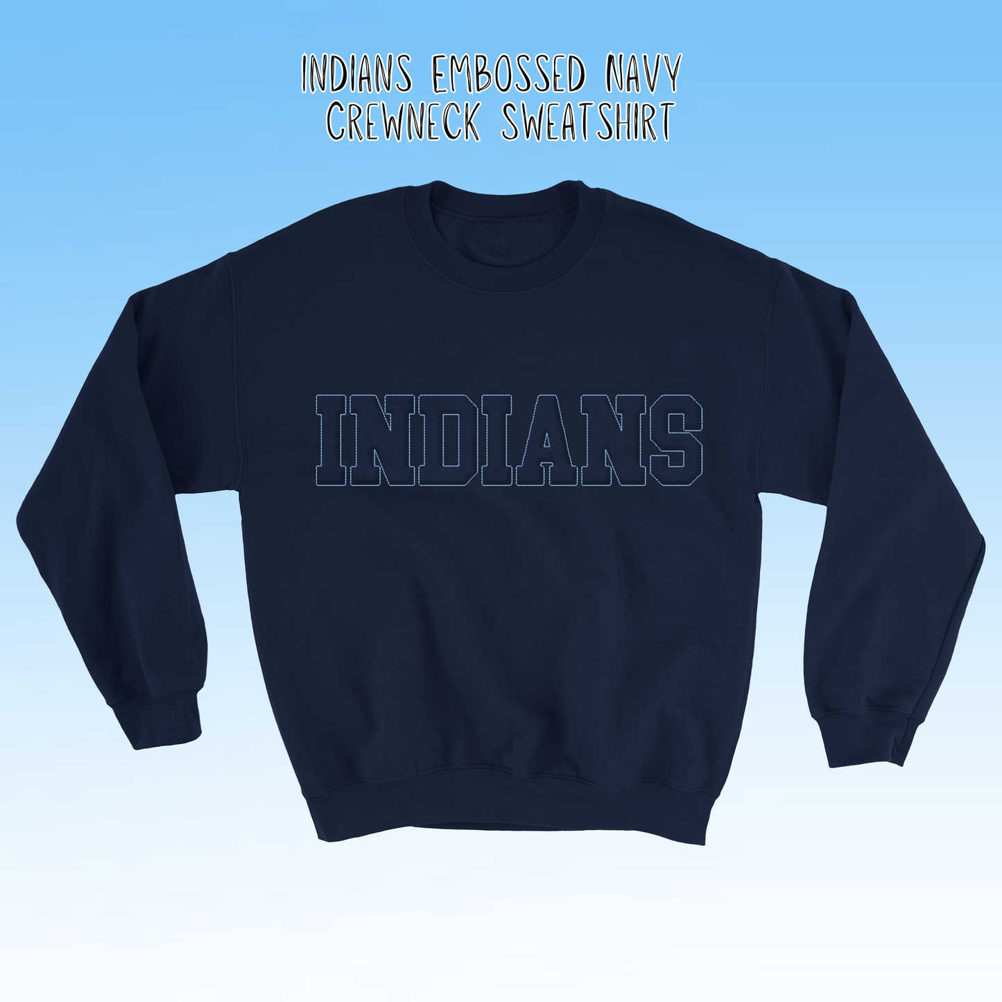 Clearwater- Indians Embossed Navy Crewneck Sweatshirt