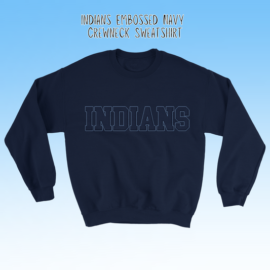 Clearwater- Indians Embossed Navy Crewneck Sweatshirt