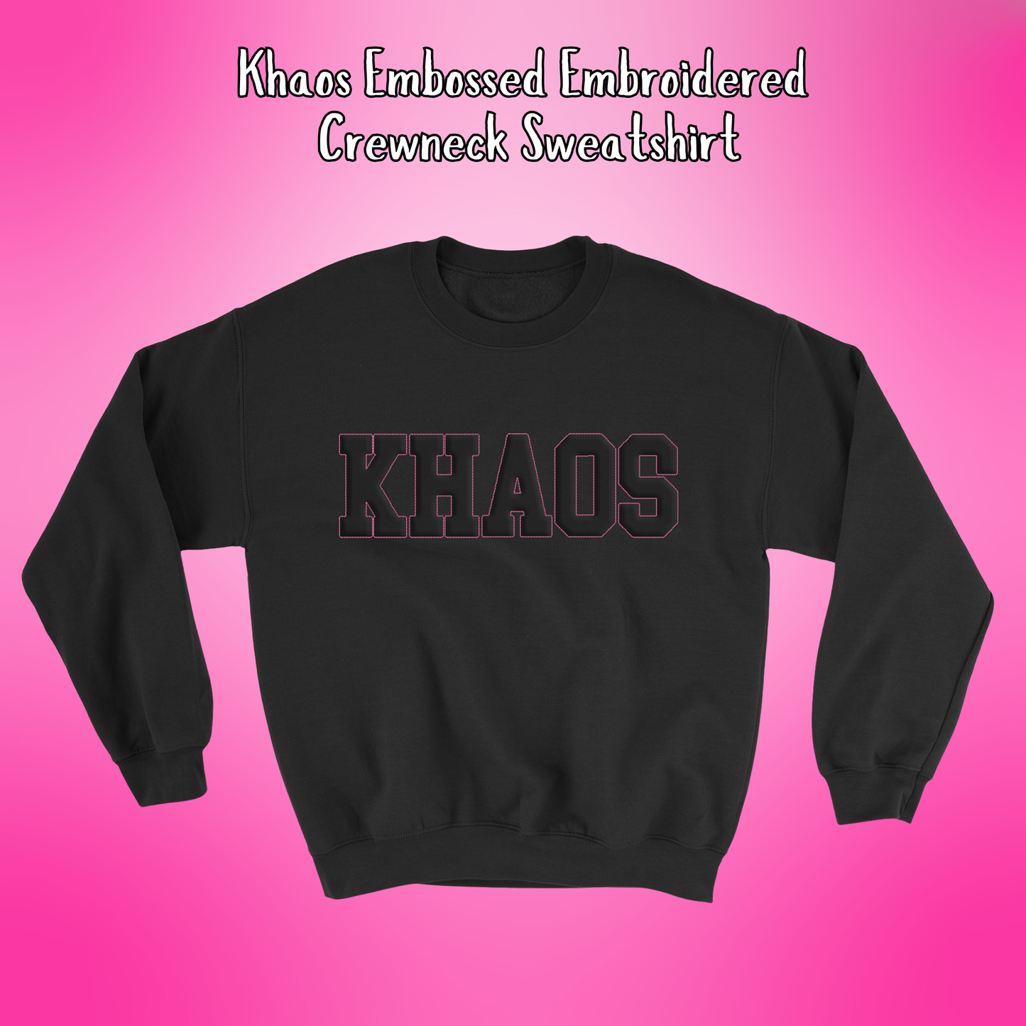 Khaos- Khaos Embossed Embroidered Blend Crewneck Sweatshirt
