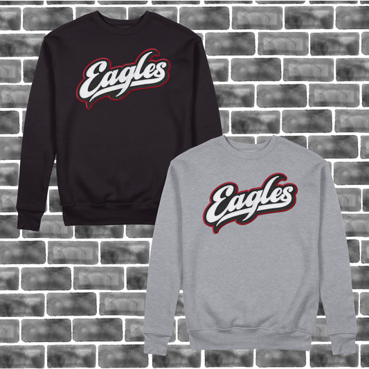 MIS- Eagles Script Glitter Applique Embroidered Sweatshirt