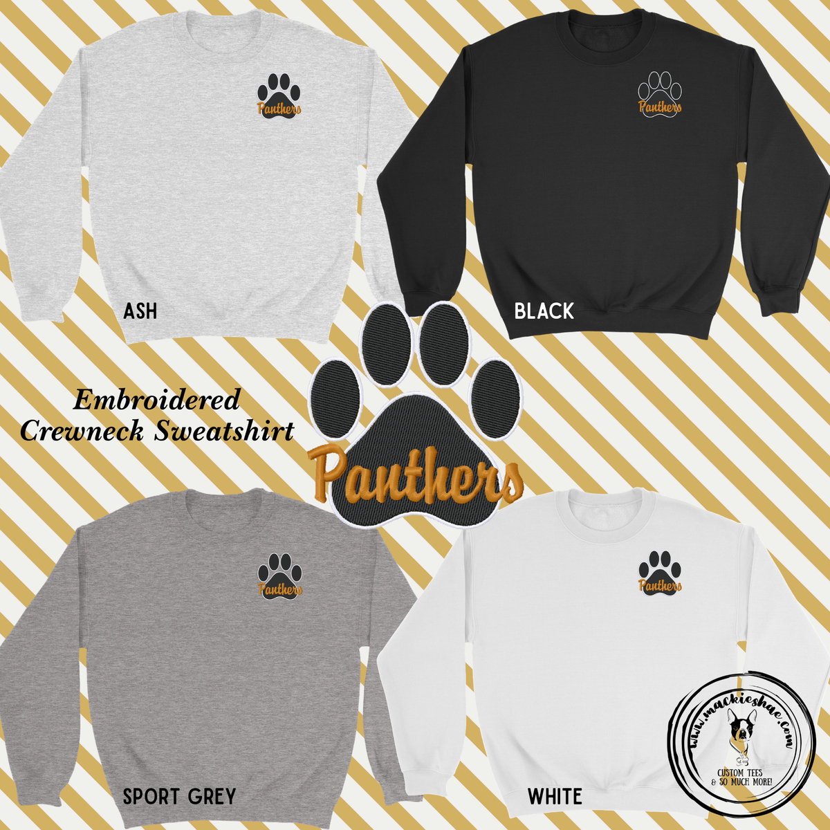OK- Panthers Paw Embroidered Crewneck Sweatshirt