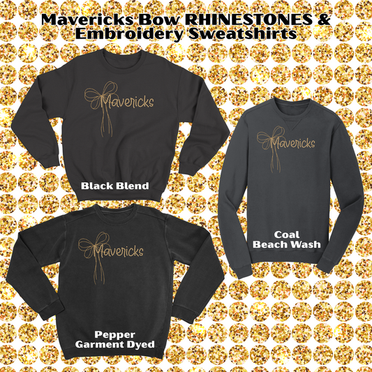 Mavs- Mavericks Rhinestones with Embroidered Bow Sweatshirt (3 style options)