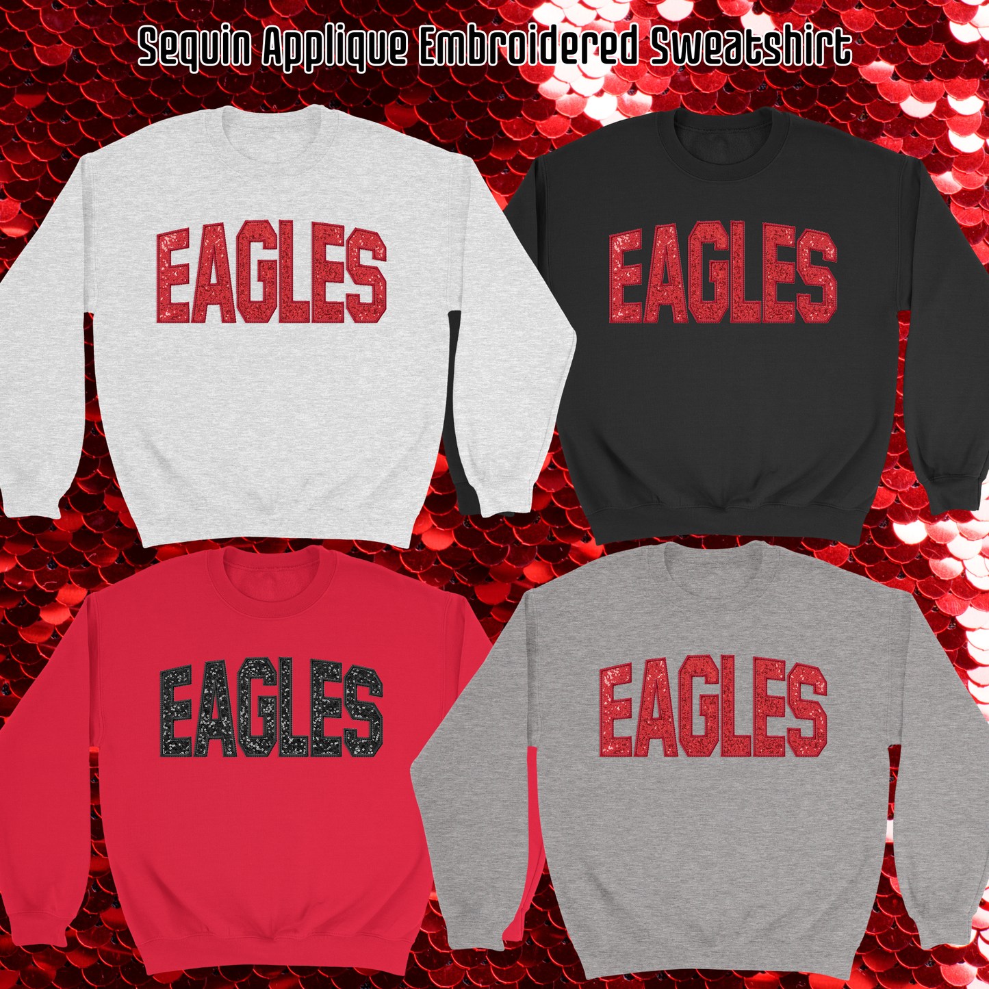 MIS- Eagles Sequin Applique Embroidered Blend Sweatshirt