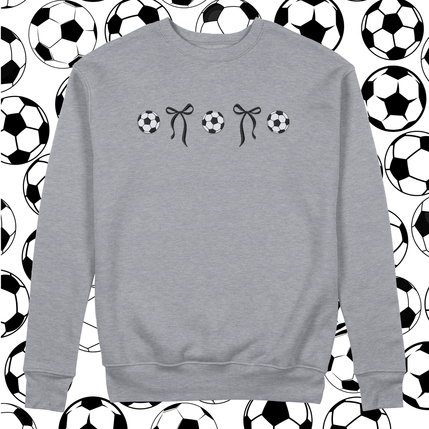 Bows and Soccer Embroidered Blend Crewneck Sweatshirt