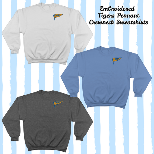 Peterson- Peterson Elementary Tiger Pennant Embroidered Crewneck Sweatshirt