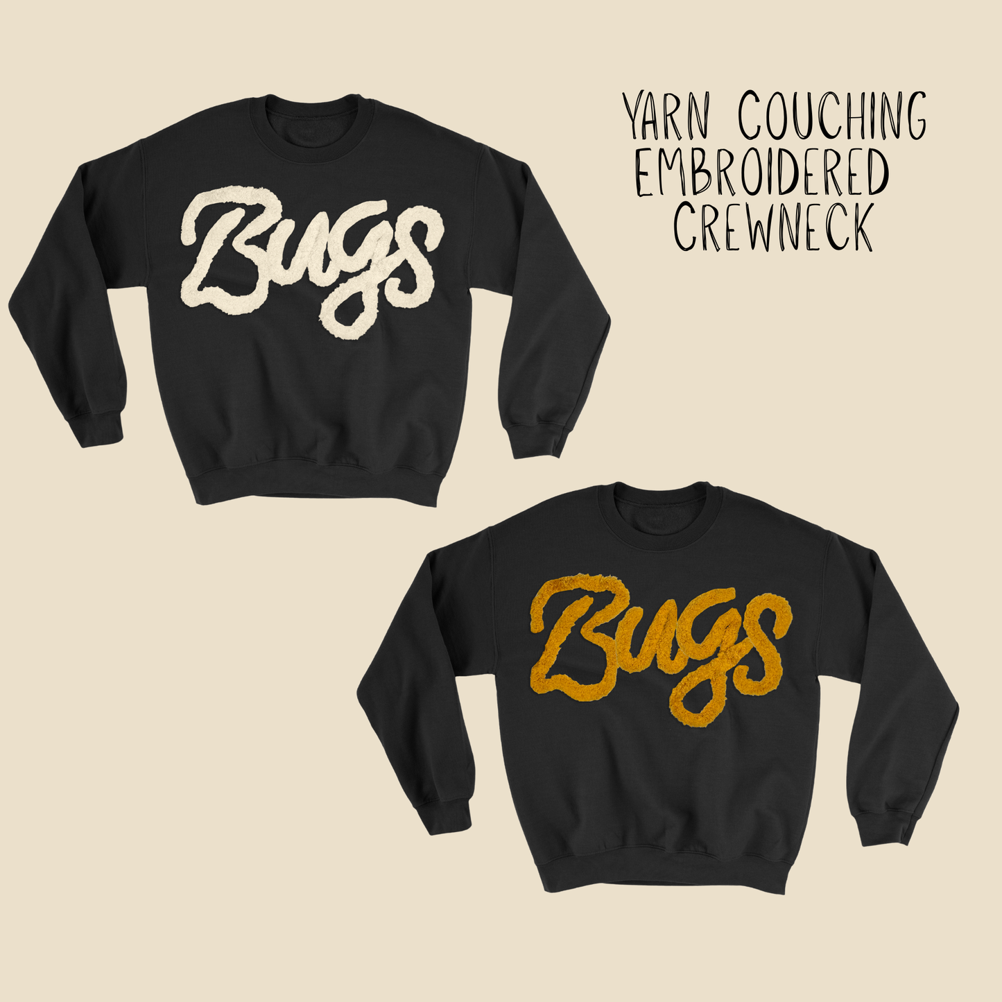 Bugs Yarn Couching Embroidery Crewneck