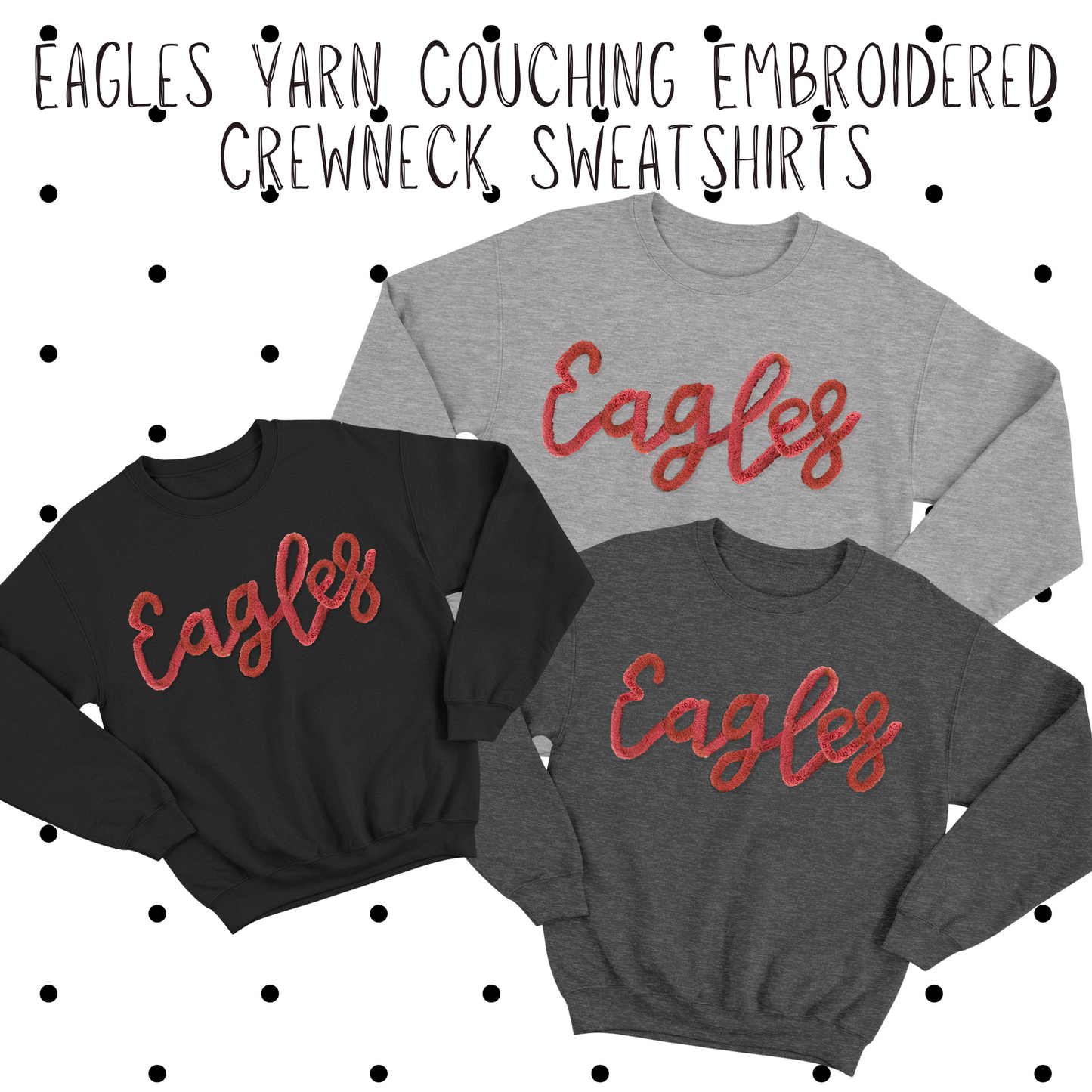 MMS- Eagles Yarn Couching Embroidered Crewneck Sweatshirt