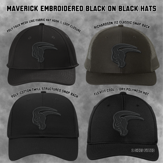 Mavs- Maverick Black on Black Embroidered Hat, 4 Style Options