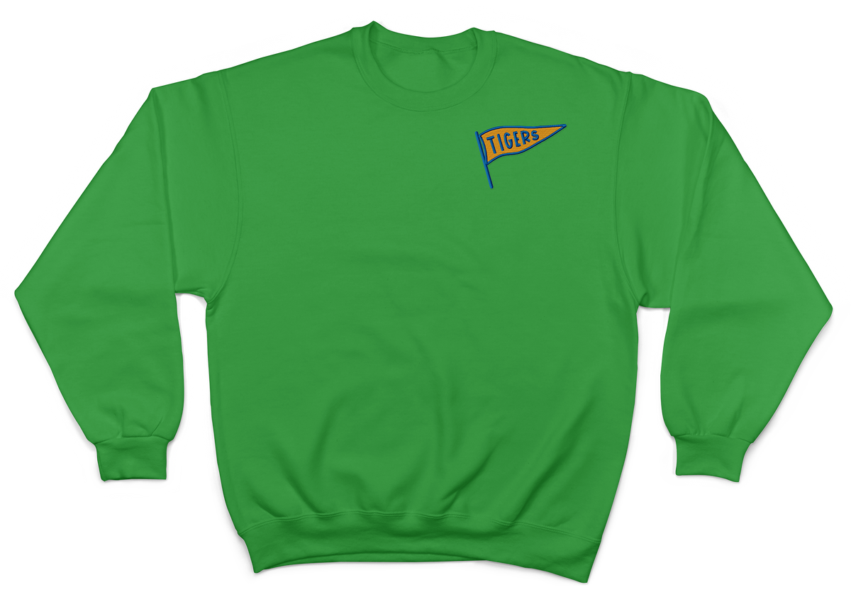 Peterson Elementary- Tigers Pennant Embroidered Crewneck Sweatshirt