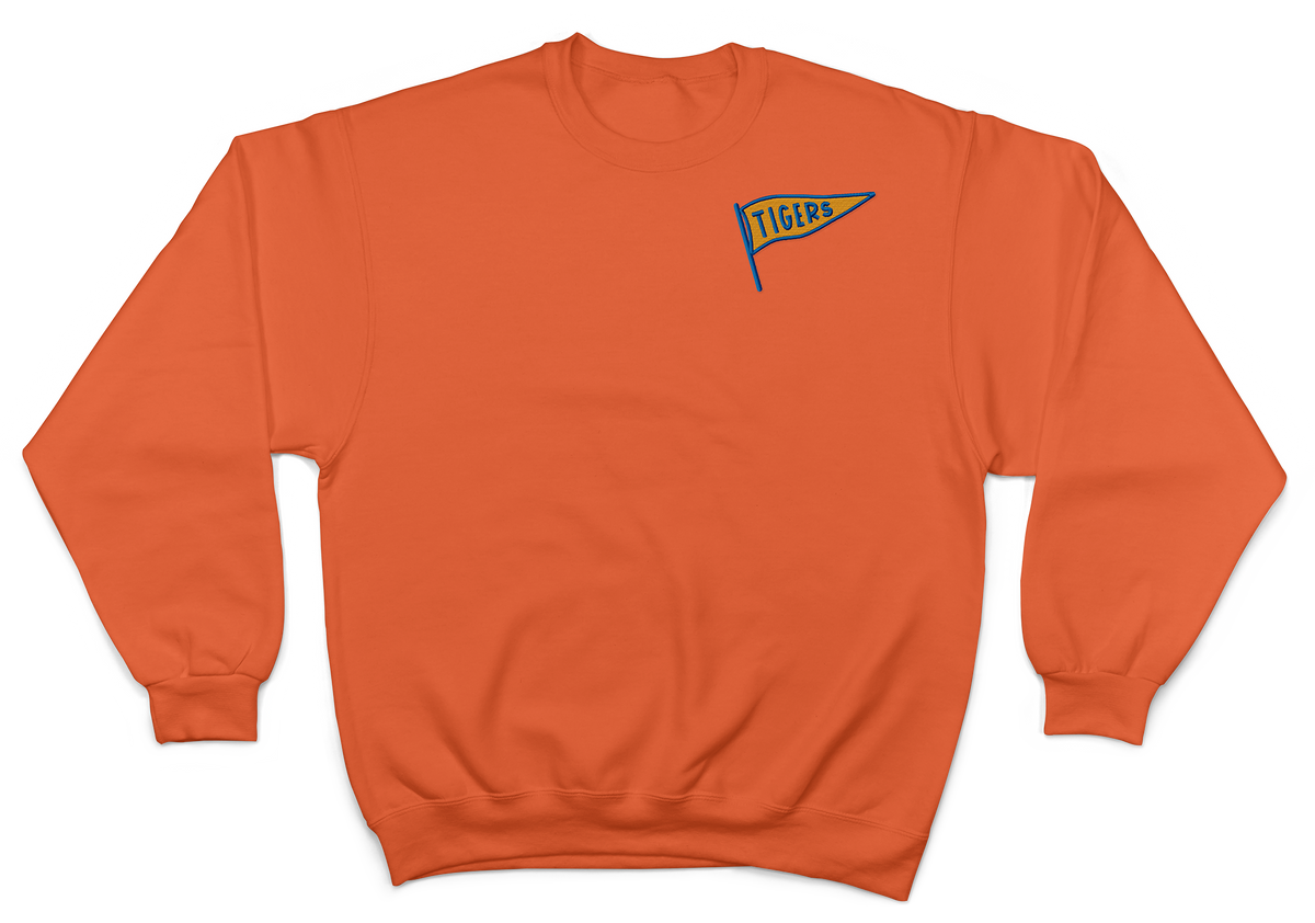 Peterson Elementary- Tigers Pennant Embroidered Crewneck Sweatshirt