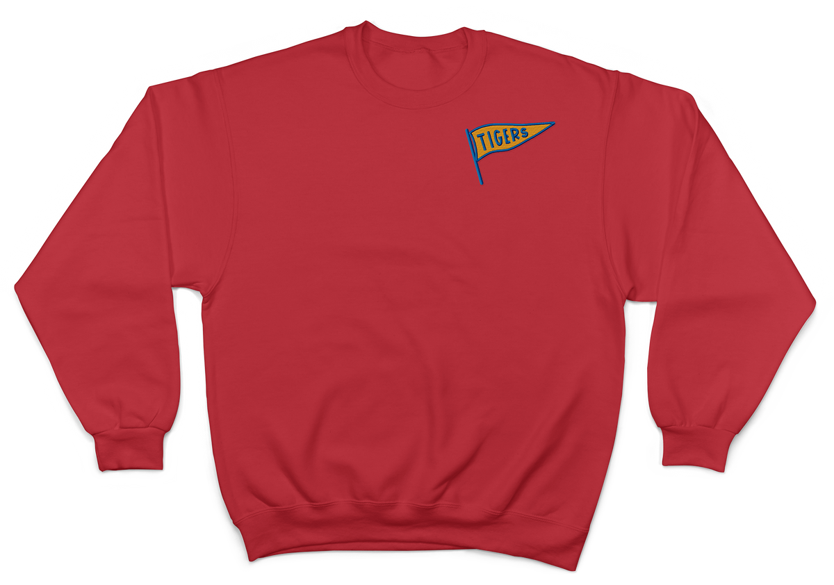 Peterson Elementary- Tigers Pennant Embroidered Crewneck Sweatshirt