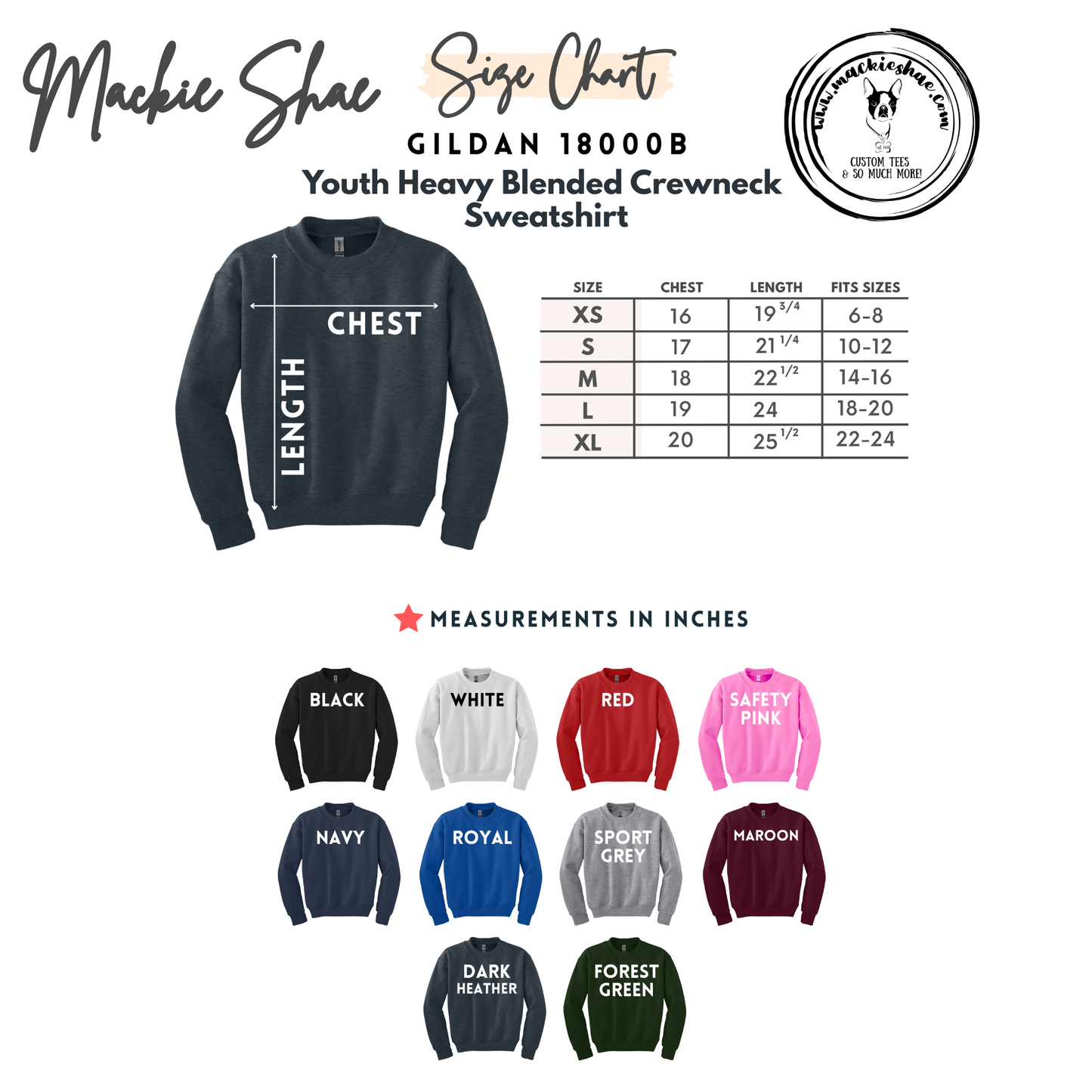 Gildan18000B Youth Crewneck Sweatshirt Chart.png