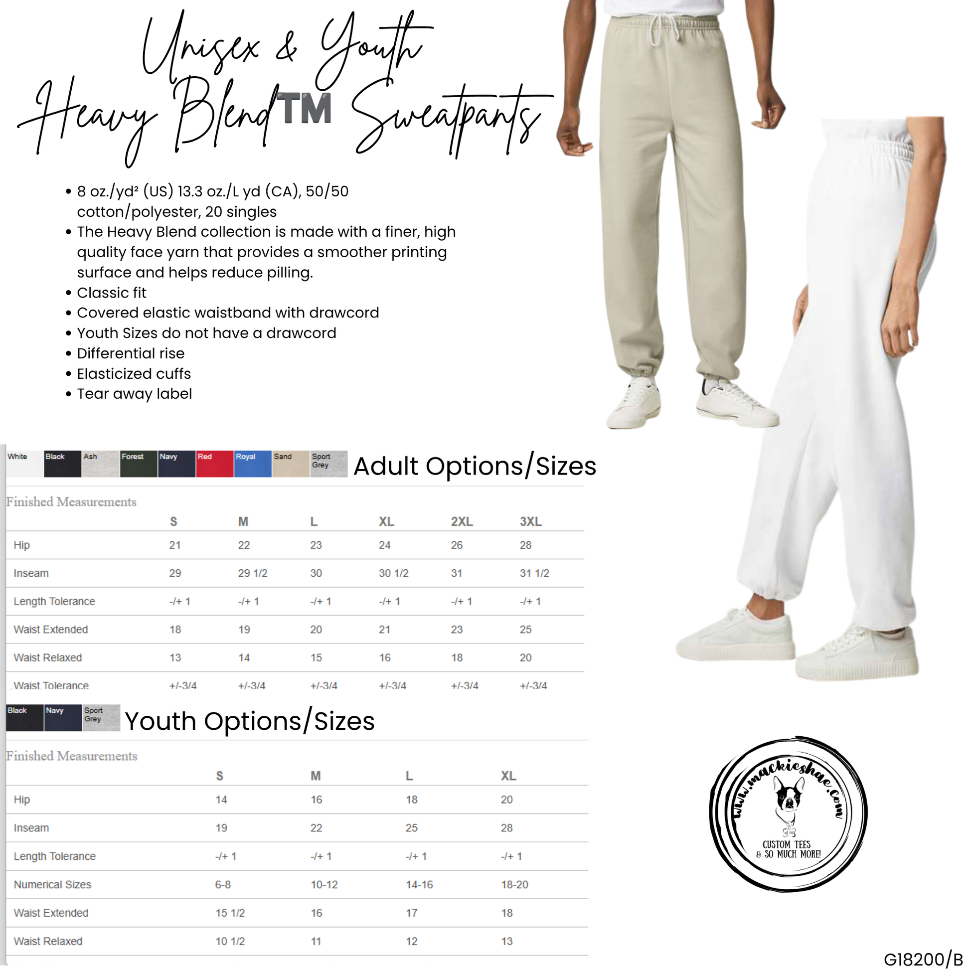 Gildan18200B Unisex and Youth Heavy Blend Sweatpants Chart.png